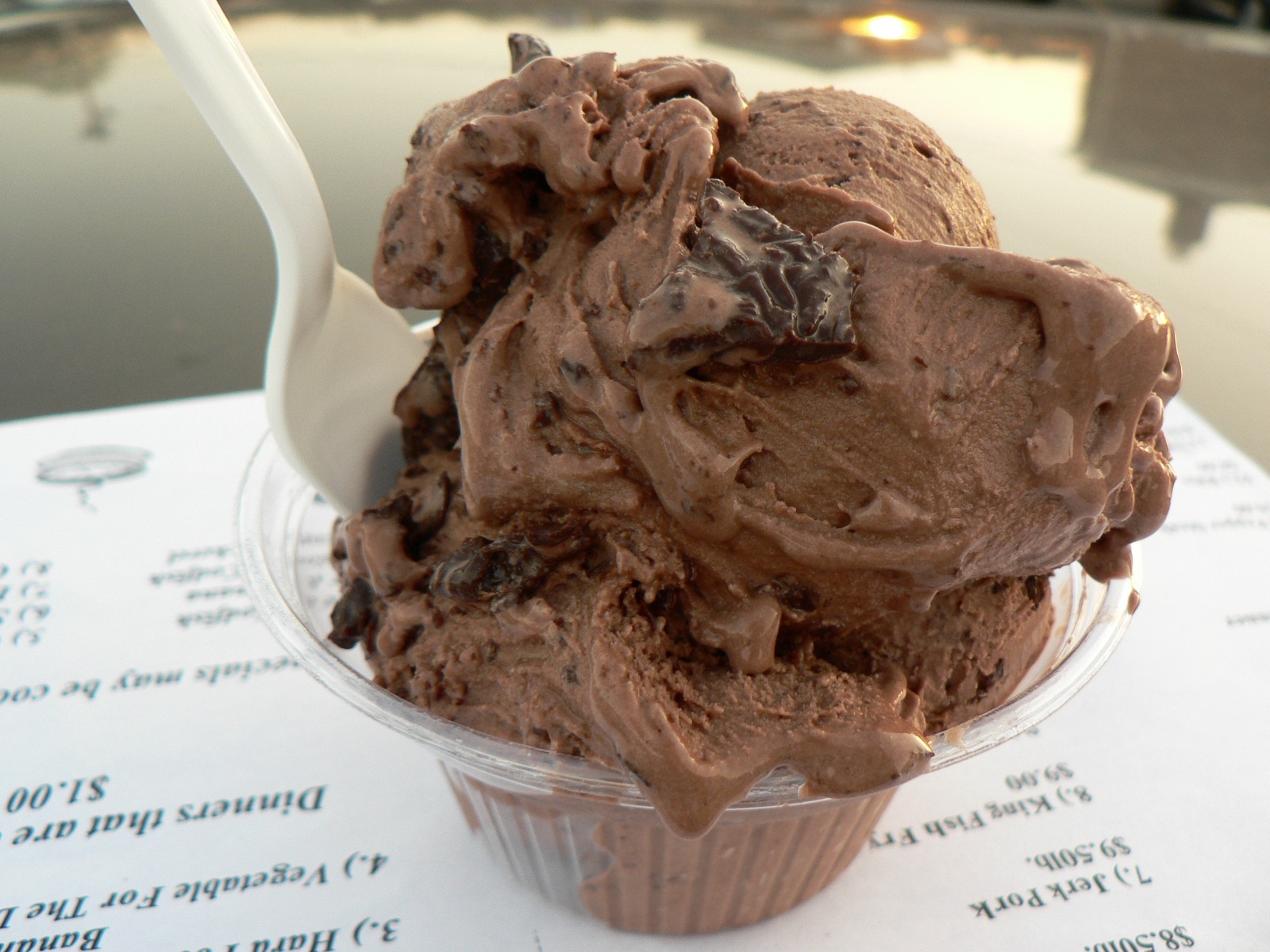 Frozen custard cone with the dense low-overrun texture that distinguishes custard from ice cream