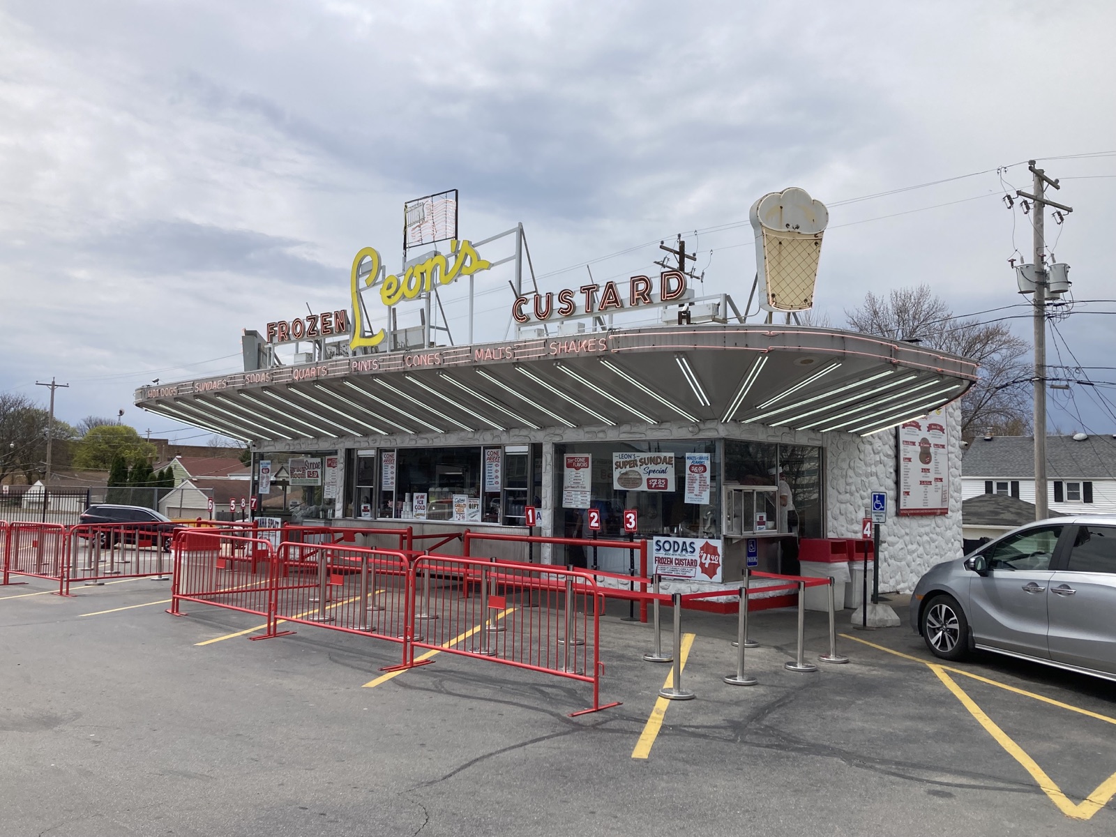 Leon's Frozen Custard walk-up stand on South 27th Street in Milwaukee — open since 1942