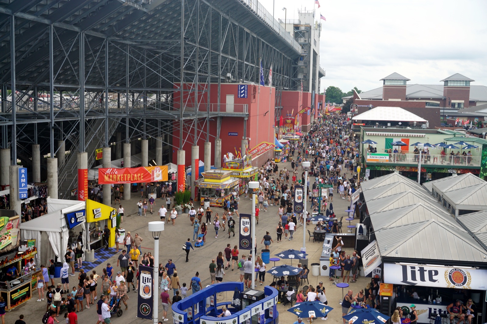 Wisconsin State Fair Grandstand Avenue viewed from the SkyGlider above the fairgrounds